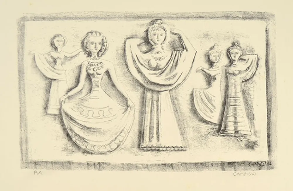 Litografia Campigli - DANZE NOTTURNE, 1944