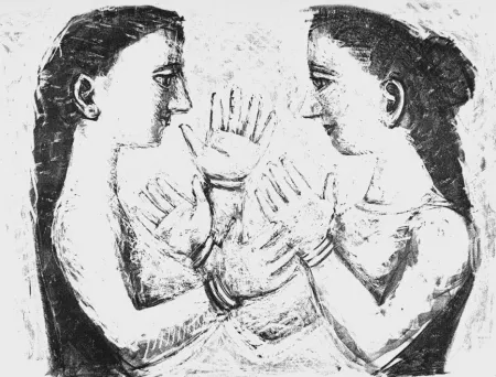 Litografia Campigli - Gioco con il filo