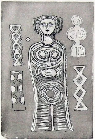 Água-Forte E Água-Tinta Campigli - Idolo su fondo scuro