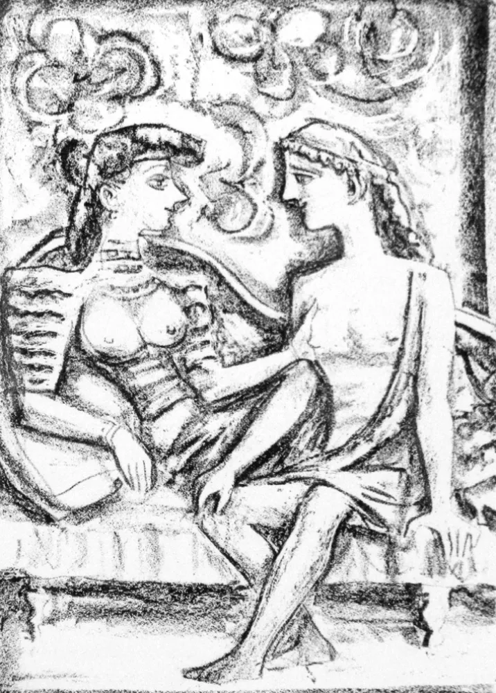 Litografia Campigli - Seduzione