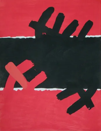 Estêncil Capogrossi - Surface rouge et noire