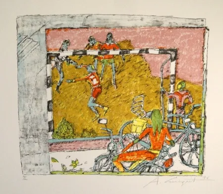 Litografia Carigiet - (Fussballspiel)