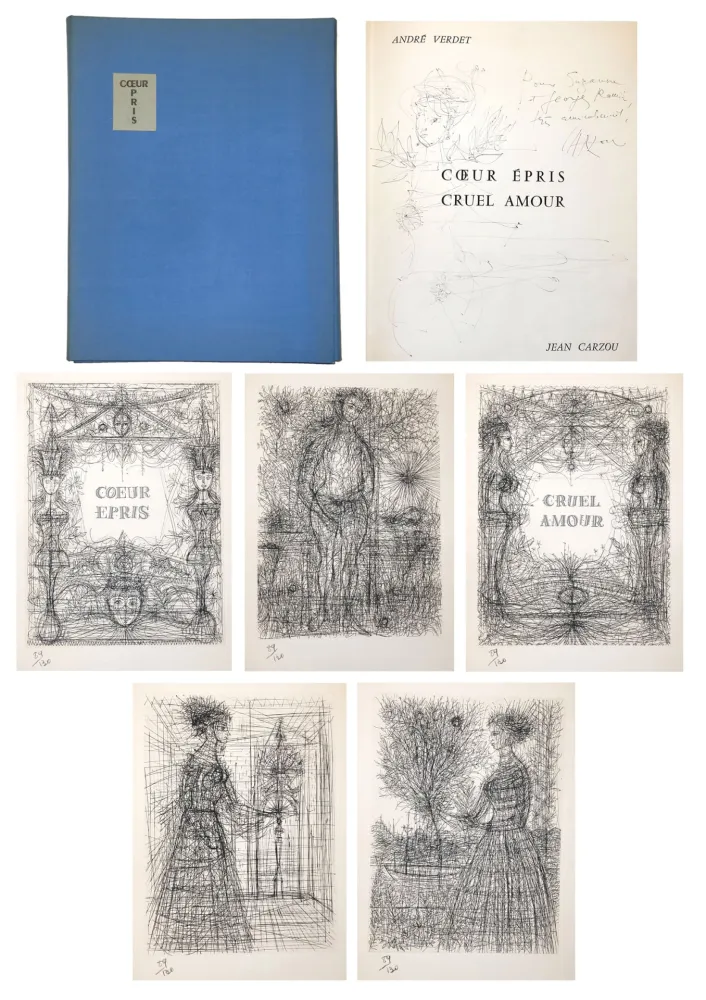 Livro Ilustrado Carzou - André VERDET Coeur épris, cruel amour. Pointes sèches originales de Jean Carzou