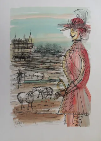 Gravura Carzou - Le berger et ses mouton