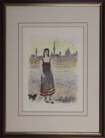 Litografia Cascella - Firenze Ponte San Nicolò