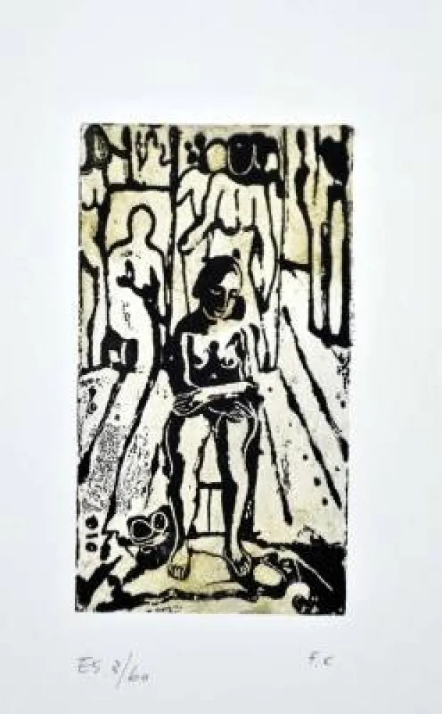 Linogravura Casorati - Donna nella stanza