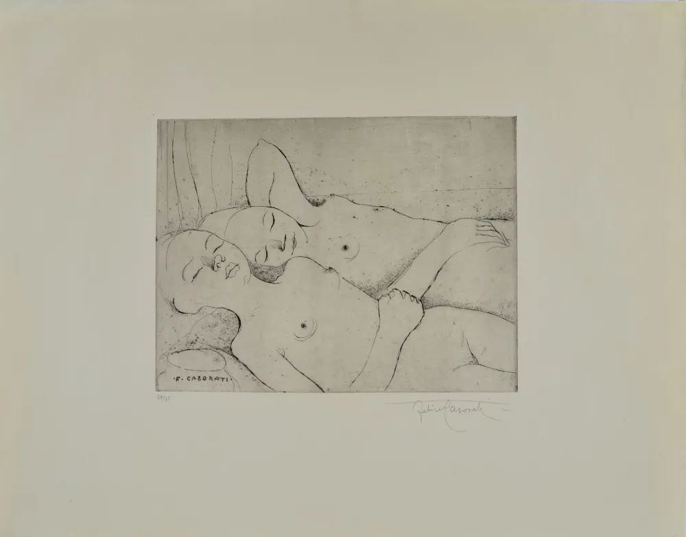 Água-Forte Casorati - TWO SLEEPING GIRLS