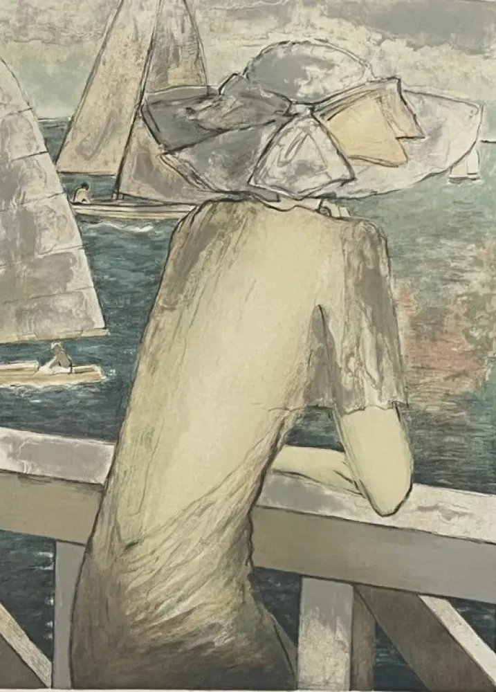 Litografia Cassigneul  -  INCONNUE DEVANT LA MER (1976) CR 126(1976)