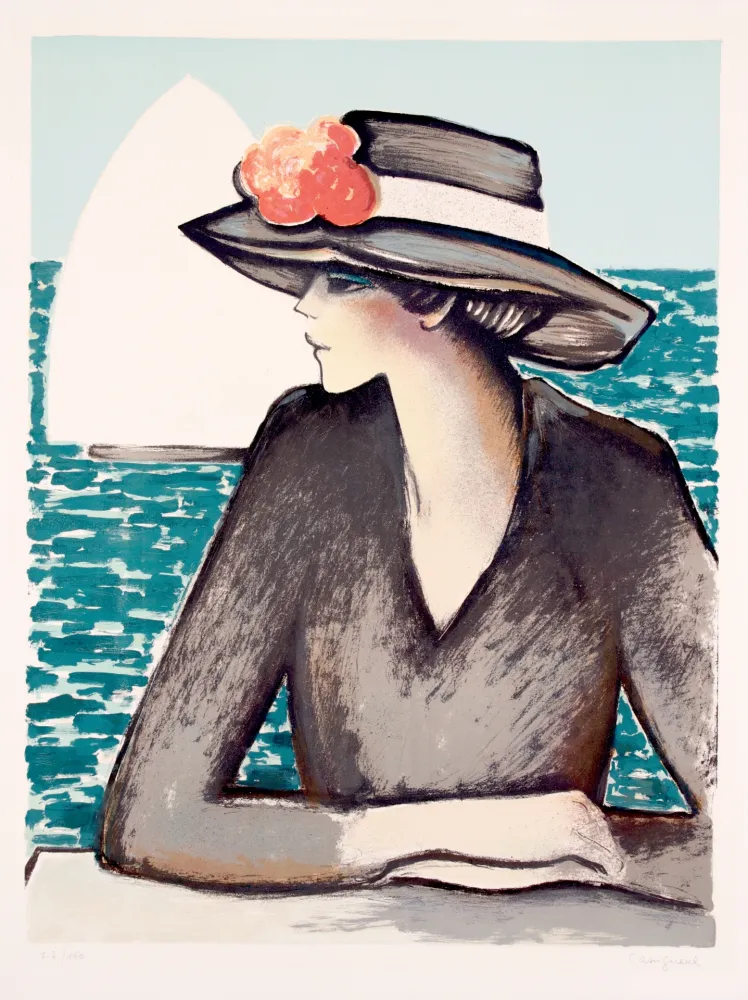 Litografia Cassigneul  - The white sailing boat