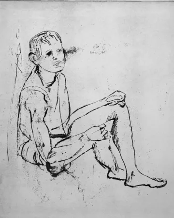 Água-Forte Cassinari - Ragazzo seduto