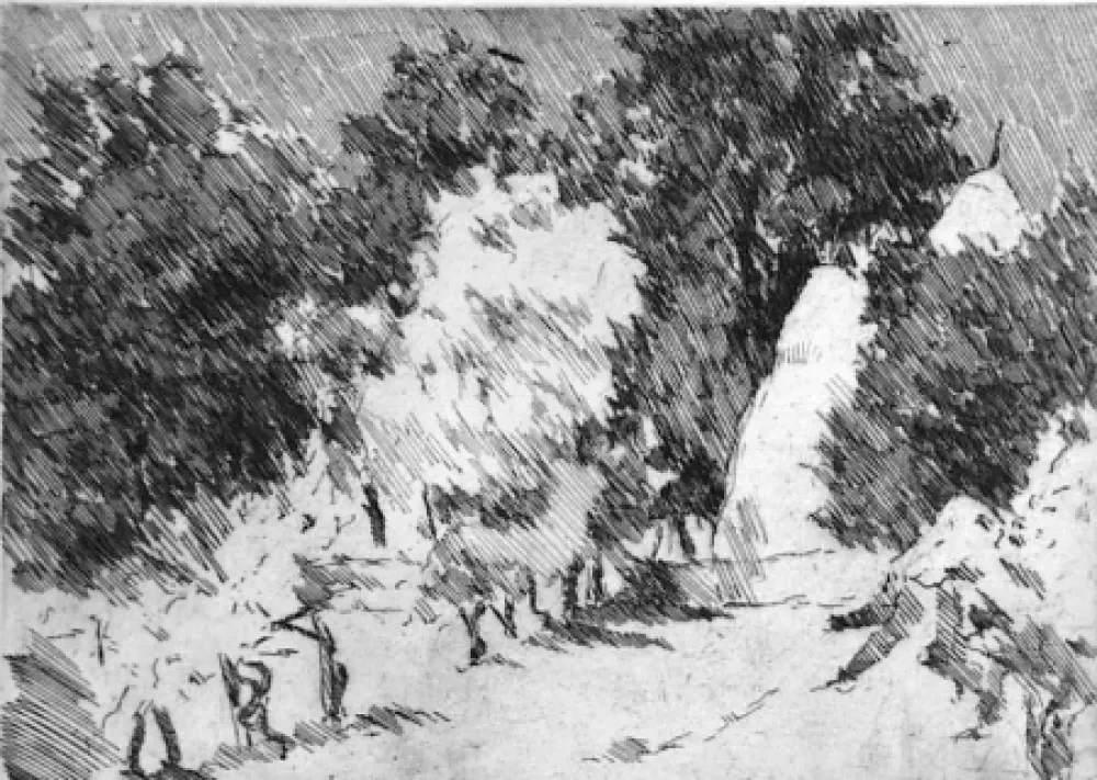 Água-Forte Castellani - Piccolo paesaggio a Reforzate