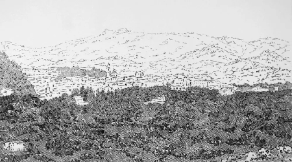 Água-Forte Castellani - Urbino visto dalle Cesane