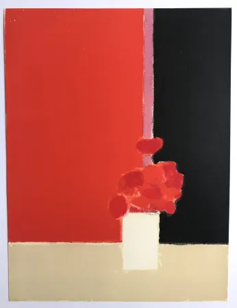 Litografia Cathelin - Tokonoma sur fond rouge et noir