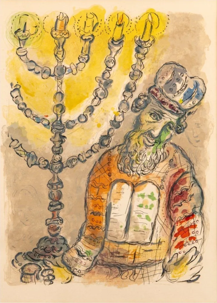 Litografia Chagall - Aaron and the Candlestick, 1966