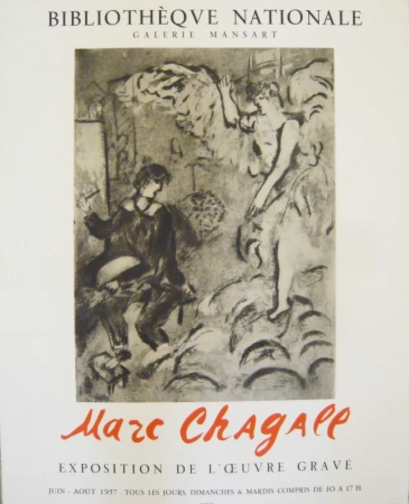 Cartaz Chagall - Affiche exposition de l'oeuvre gravée galerie Mansart 
