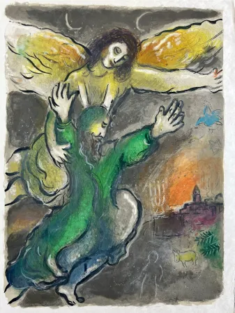 Litografia Chagall - And Moses beheld all the worke, and beholde, they had done it as the Lorde had commanded; and Moses blessed them