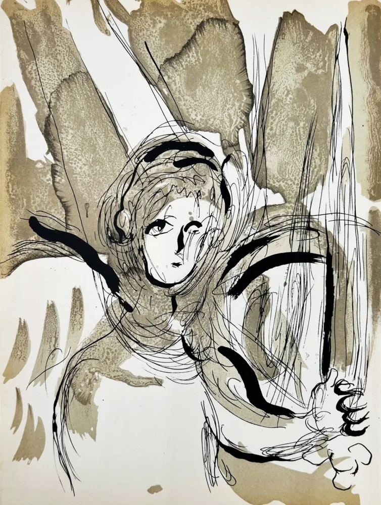 Litografia Chagall - Angel with Sword
