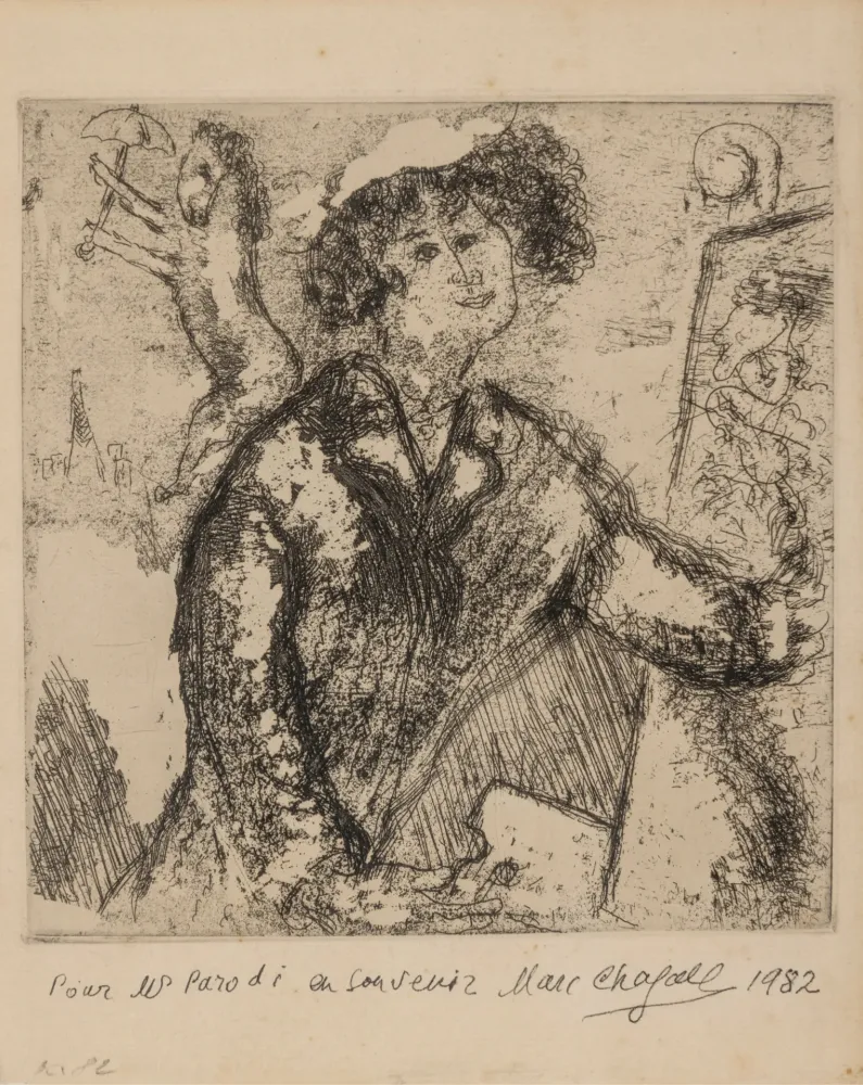 Gravura Chagall - Autoportrait au chevalet (from Chagall et l'Ame Juive)