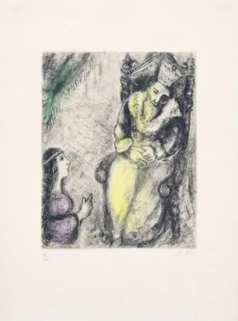Gravura Chagall - Bath-Sheba at the Feet of David