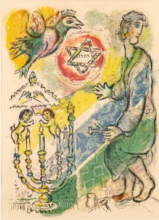 Litografia Chagall - Bezeleel and His Two Golden Cherubim