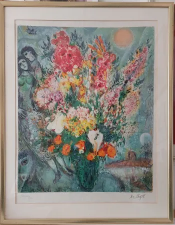 Litografia Chagall - Bouquet illuminant le ciel 