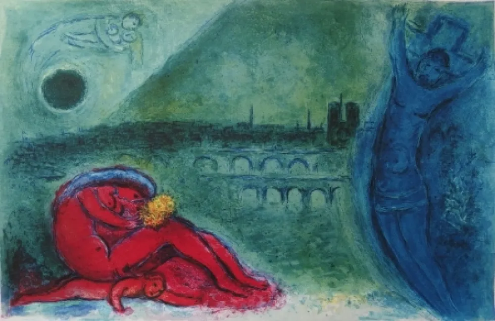 Litografia Chagall - Chagall- Quai de la Tournelle