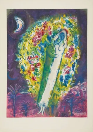 Litografia Chagall - Couple dans les Mimosas (Couple in Mimosa)