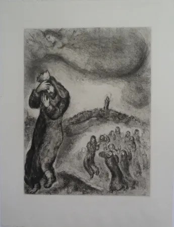 Gravura Chagall - David montant la colline des oliviers