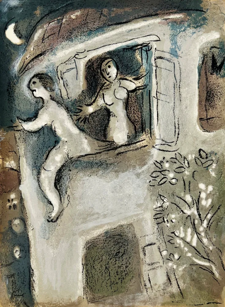Litografia Chagall - David saved by Michal
