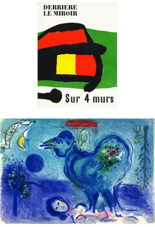 Livro Ilustrado Chagall - Derrière le Miroir n° 107-108-109. SUR 4 MURS. PAYSAGE AU COQ (1958)