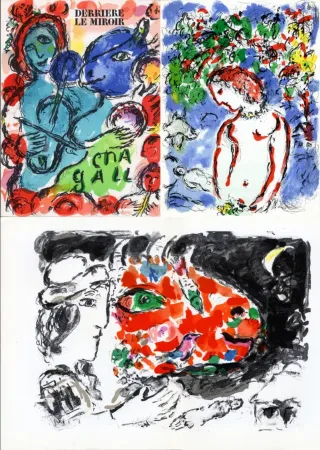 Livro Ilustrado Chagall - Derrière Le Miroir n° 198 - CHAGALL. 3 LITHOGRAPHIES ORIGINALES. Exemplaire signé par Chagall et Aragon (1972)
