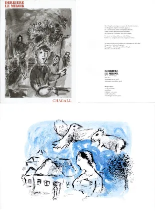 Livro Ilustrado Chagall - Derrière le miroir N° 225. CHAGALL. 1 LITHOGRAPHIE ORIGINALE EN COULEUR (1977)