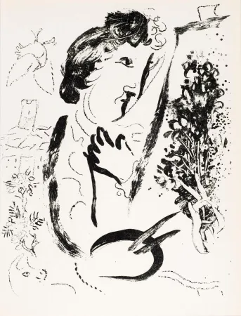 Litografia Chagall - Devant le tableau  