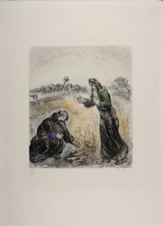 Múltiplo Chagall - Elie et la Veuve de Sarepta, 1958 - Hand-signed & Hand-colored!
