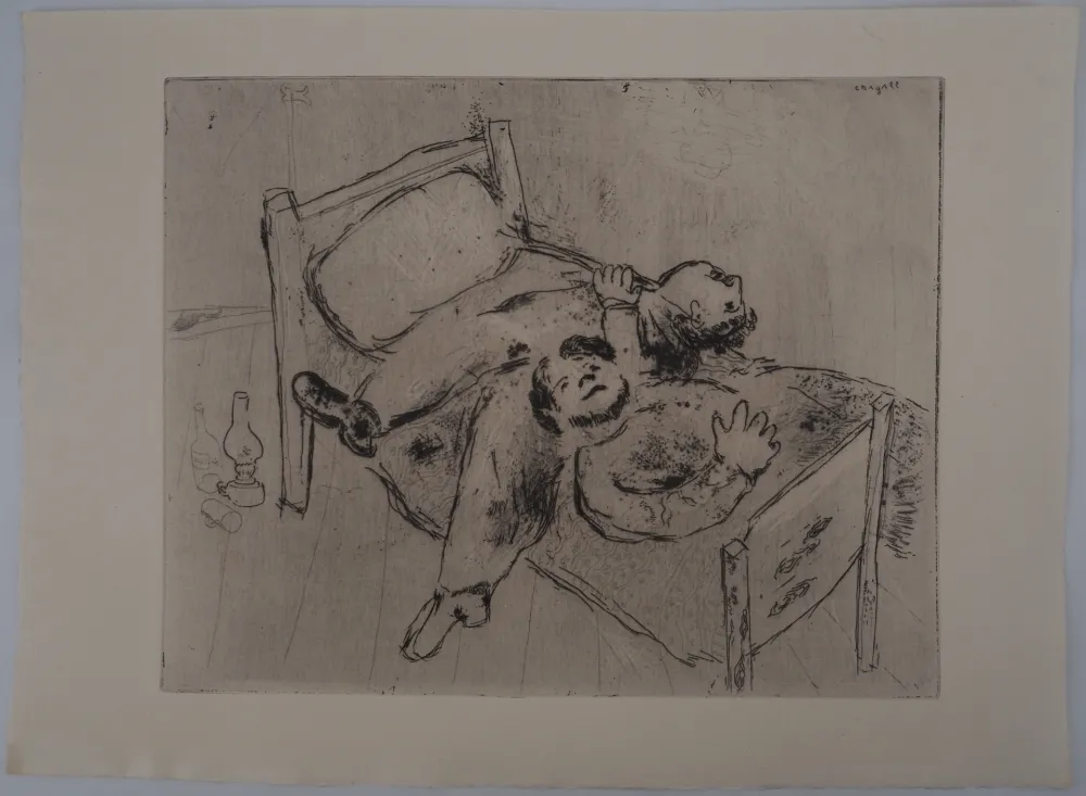 Gravura Chagall - Etendus sur le lit
