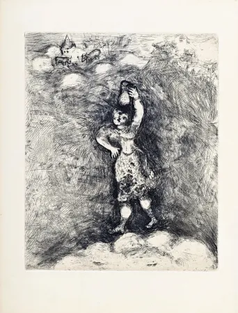 Gravura Chagall - Fables de la Fontaine : La laitière et le pot au lait, 1952