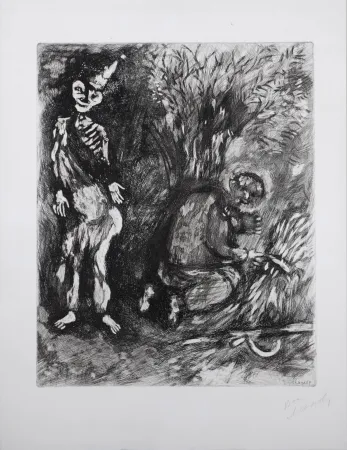 Gravura Chagall - Fables de la Fontaine : La mort et le bucheron, 1952