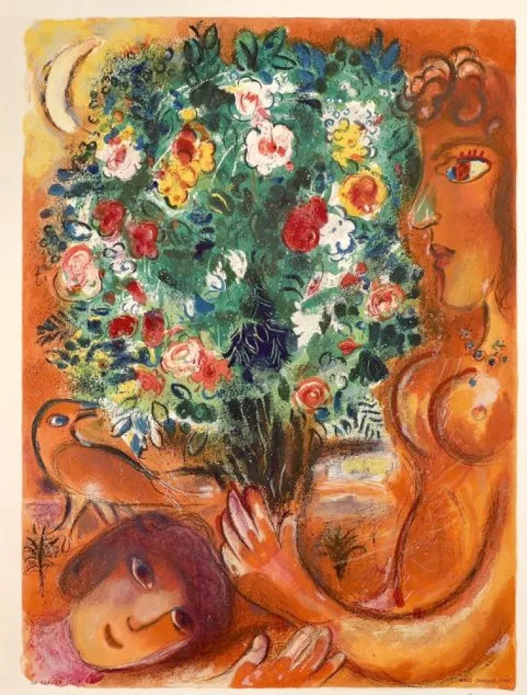 Litografia Chagall - Femme au bouquet (Woman with Bouquet)