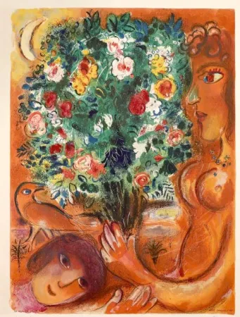 Litografia Chagall - Femme au bouquet (Woman with Bouquet)