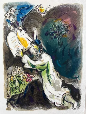 Litografia Chagall - He gave him Two Tables of the Testimonie, even tables of stone, written with the finger of God
