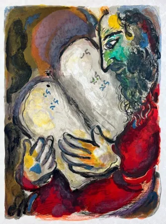 Litografia Chagall - He wrote in the Tables the wordes of the covenant, even the Ten Commandments