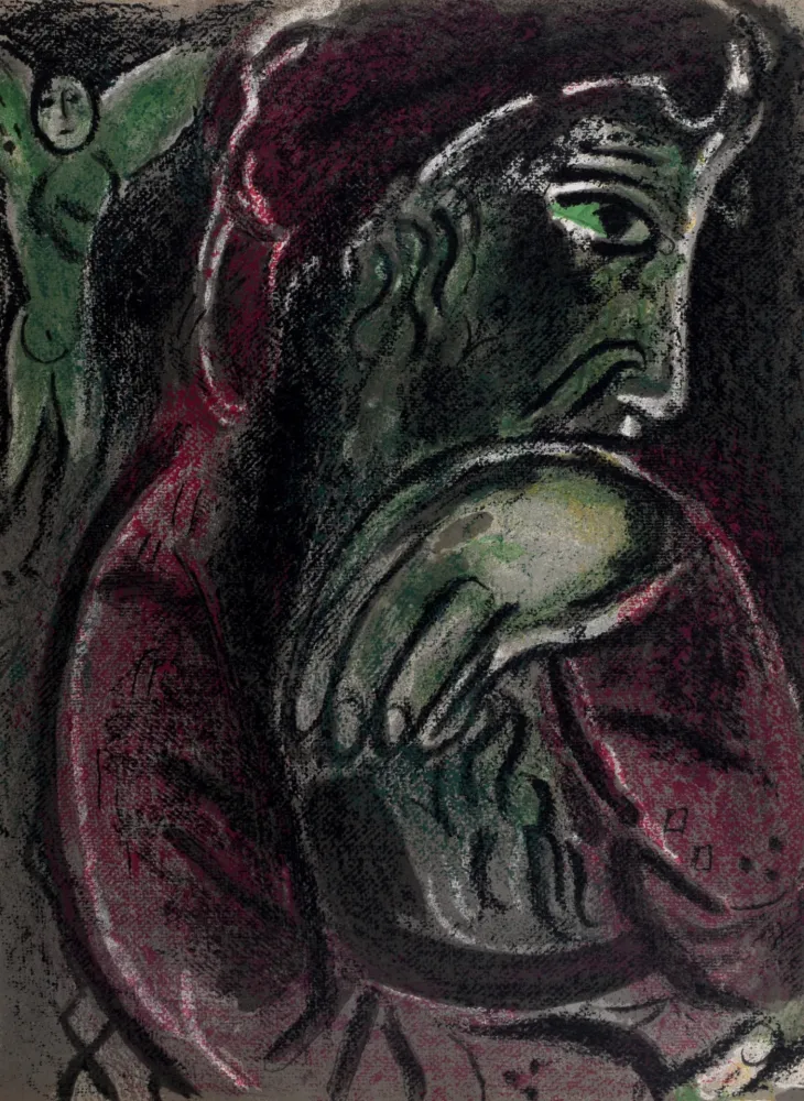 Litografia Chagall - Job désespéré, 1960