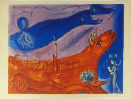 Litografia Chagall - La Bastille (The Bastille)