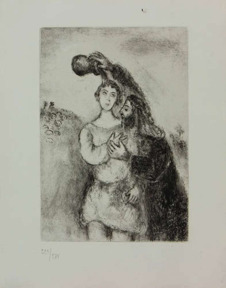 Gravura Chagall - LA BIBLE ( L' ONCTION DU ROE SALOMON )