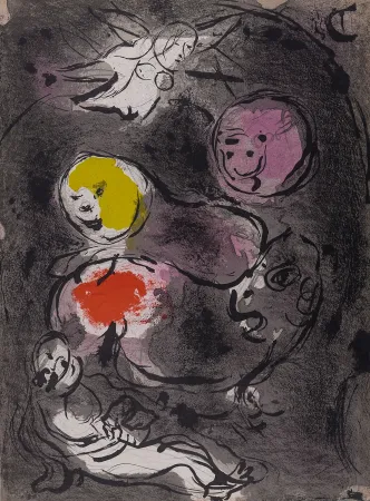 Litografia Chagall - La Bible : Le Prophète Daniel avec les lions, 1956