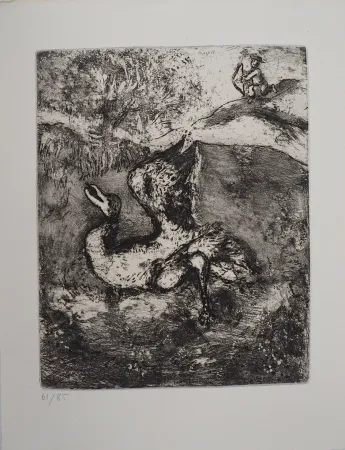 Gravura Chagall - La chasse (L'oiseau blessé d'une flèche)