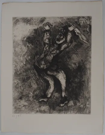 Gravura Chagall - La folie (Le fou qui vend la sagesse)