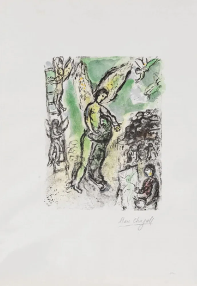 Litografia Chagall - La lutte de Jacob et de l'ange