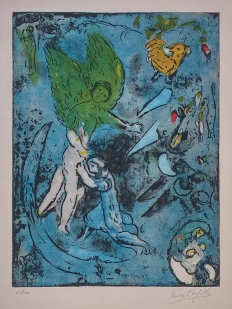 Litografia Chagall - LA LUTTE DE JACOB ET DE L'ANGE
