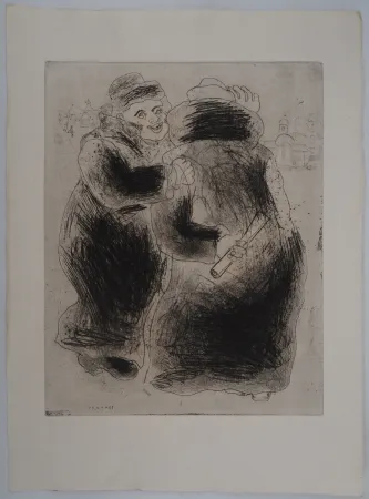 Gravura Chagall - La rencontre en Houppelande